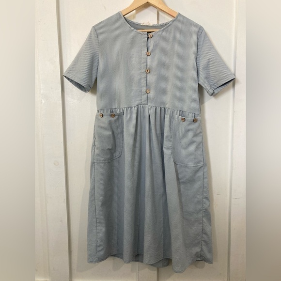 HIDDEN Alley Small cottagecore coastal beach button down dress pockets prairie - Picture 1 of 12
